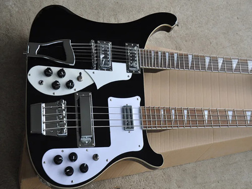 Factory Custom 12+4 Strings Double Neck Electric bass Guitar Chrome ...