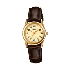Casio Women s Classic Analog Watch With Brown Leather Strap - LTP-V001GL-9B