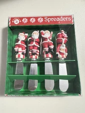 Vintage Y2KBoston Warehouse Peppermint Parade Christmas Santa Spreaders Set Of 4