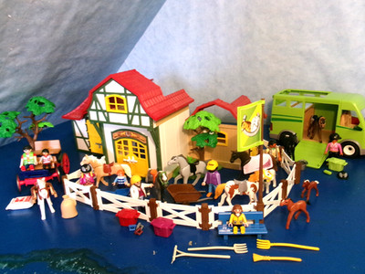 Mega 6926 Reiterhof Erweiterung Pferde 6928 Auto Kutsche Figuren Playmobil 407