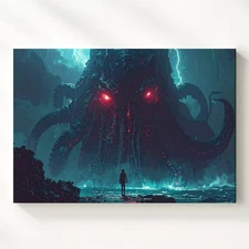Cthulhu Rising Canvasepic Cosmic Horror Sea Monster Wall Art