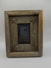 Rustic Reclaimed Wood Picture Frame with Metal Stars Desktop Farmhouse Texas