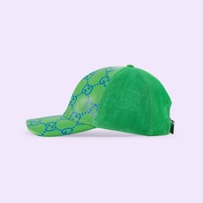 GUCCI GG Monogram Baseball Cap Hat Green / Blue Leather Unisex XXL NEW RRP:$1050