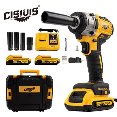 20V Cordless Impact Wrench 1/2'' 500Nm High Torque Brushless Drill w/ 2 Batteries