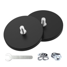 2 PCS Strong Rubber Coated Mounting Magnets 1/420 Thread 65 LB Power