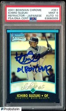 2001 Bowman Chrome Refractor Japanese Ichiro Suzuki RC HOF PSA 9 PSA/DNA 10 AUTO