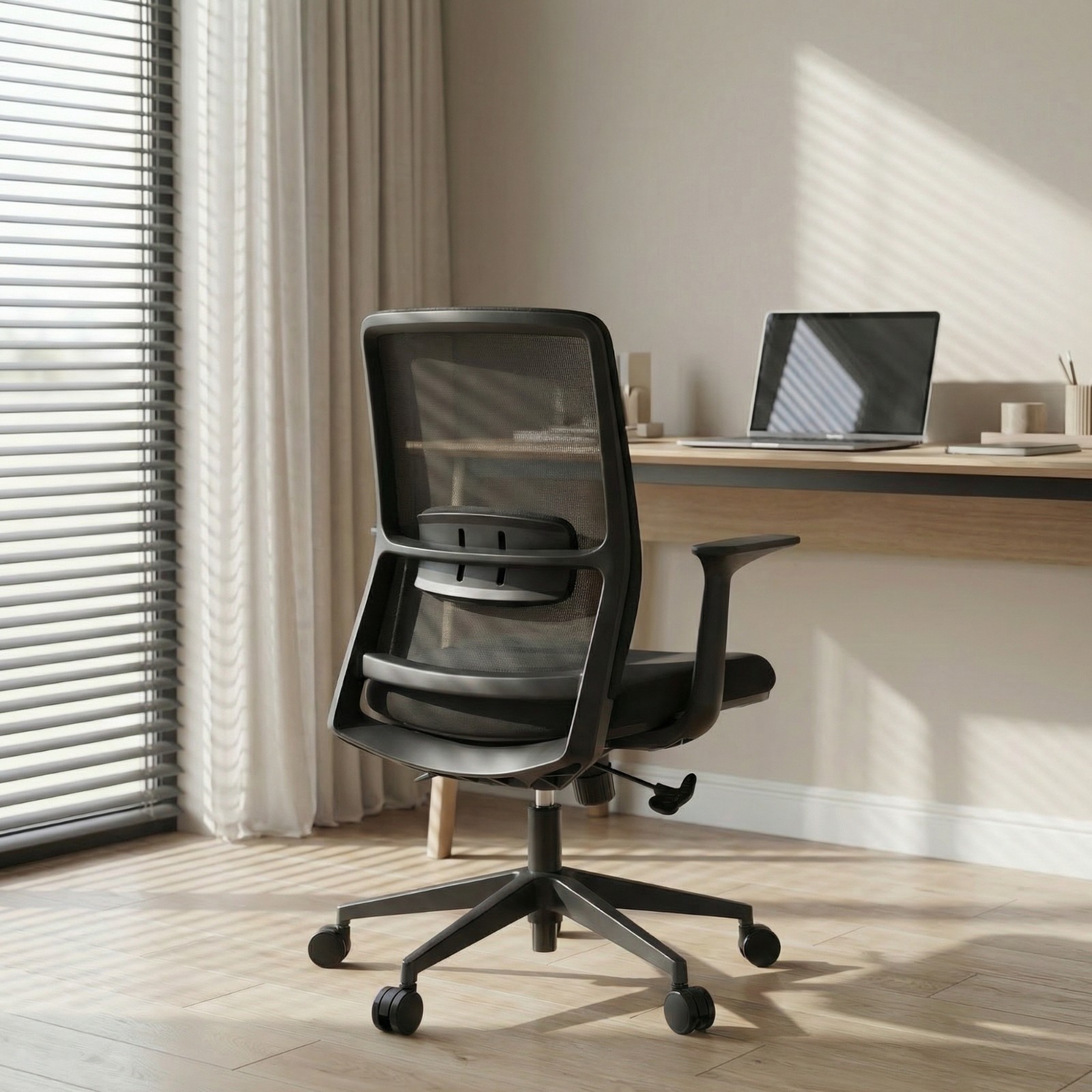 Office Chair Ergonomic Swivel Height Adjustable Computer Chair, Armrest, Black