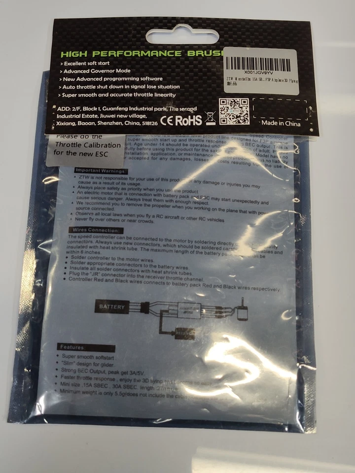 Mantis Slim Brushless ESC 15A Switch BEC with BEC ouput 2A/5V for F3P Airplan... - Image 4 of 4