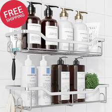 Large Adhesive Shower Caddy Organizer Stainless Steel Shelf No-Drill Bathroom