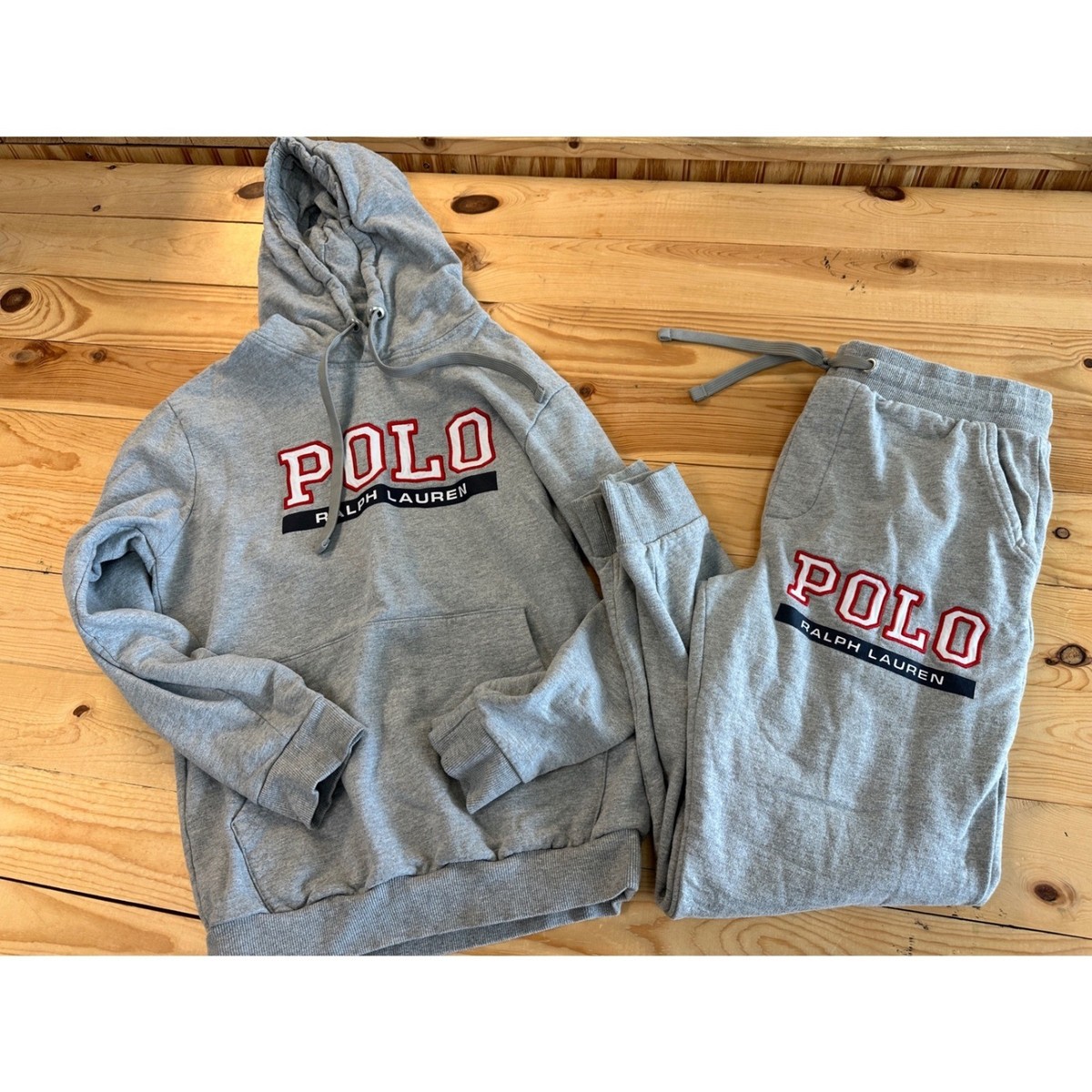 Polo Ralph Lauren Mens Gray Fleece Tracksuit Hoodie Jogger