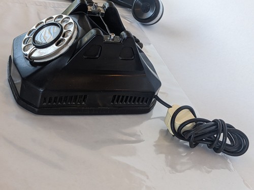 VTG Automatic Electric Monophone Rotary Telephone Art Deco Black w/ Chrome AE40 - Picture 12 of 21