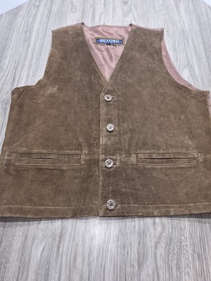 Beyond Leather Vest Medium Brown Botton Up