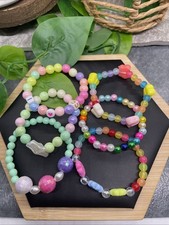 6 PC Child  s Kid Beaded Stackable 2  Diameter Plus Stretch Bracelet Set B144