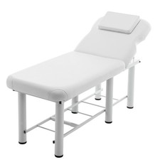 Luxury White Massage Bed with Sturdy Steel Frame, Waterproof PU Leather 