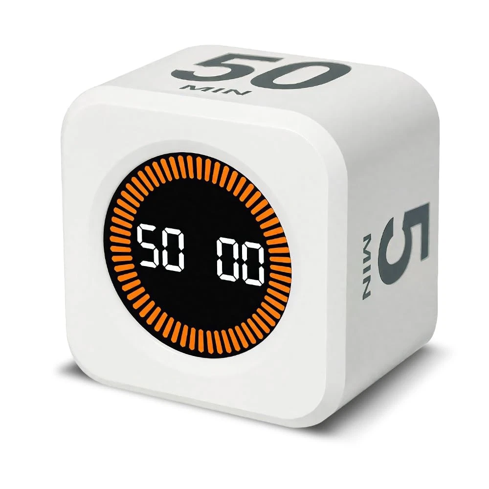PULIVIA Visual Rotating Timer with 5, 10, 25 50 Minutes Preset, Desk Cube Cou...