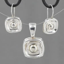 Vintage Silpada Small Square Sterling Pendant & Earrings Set S1280 W0326 "AS IS"