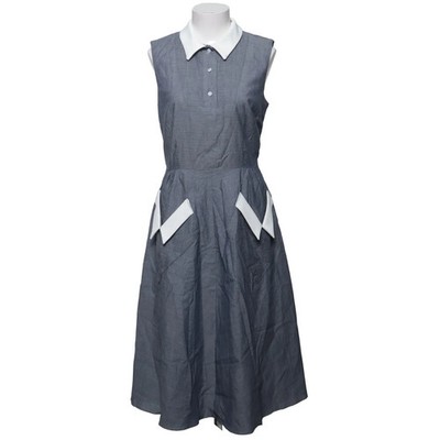 Unique Vintage, Kleid, Größe: L, Grau/Weiß, Baumwolle, Einfarbig, Damen #cFW