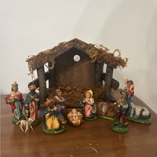 Vintage Nativity Set Scene Creche Stable Included Made in Italy 11 Pieces