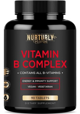 NURTURLY Vitamin B Complex - Energy, Immunity & Mood Support, 90 Tablets