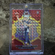 2024 Panini Mosaic Drake Maye Red & Yellow Fusion #/80 Rookie Patriots