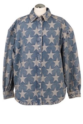Sandro Damen Jacke Gr. 38 (FR 40) Blau Baumwolle Einfache Jacke Jacke