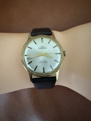 Vintage Herrenuhr CLASSIC , 17 Jewels , Shockproof, Mechanisch ,Vergoldet,Retro