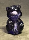 Fenton Amethyst Purple & Milk Glass Swirl Slag Sitting Bear Figurine