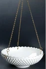 RARE! Antique Vintage Fenton Hobnail Milk Glass Large Hanging Bird Bath Planter
