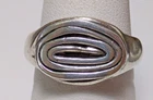 OOAK Heavy Vintage 925 Sterling Modernist Abstract Concentric Spiral Swirl Ring