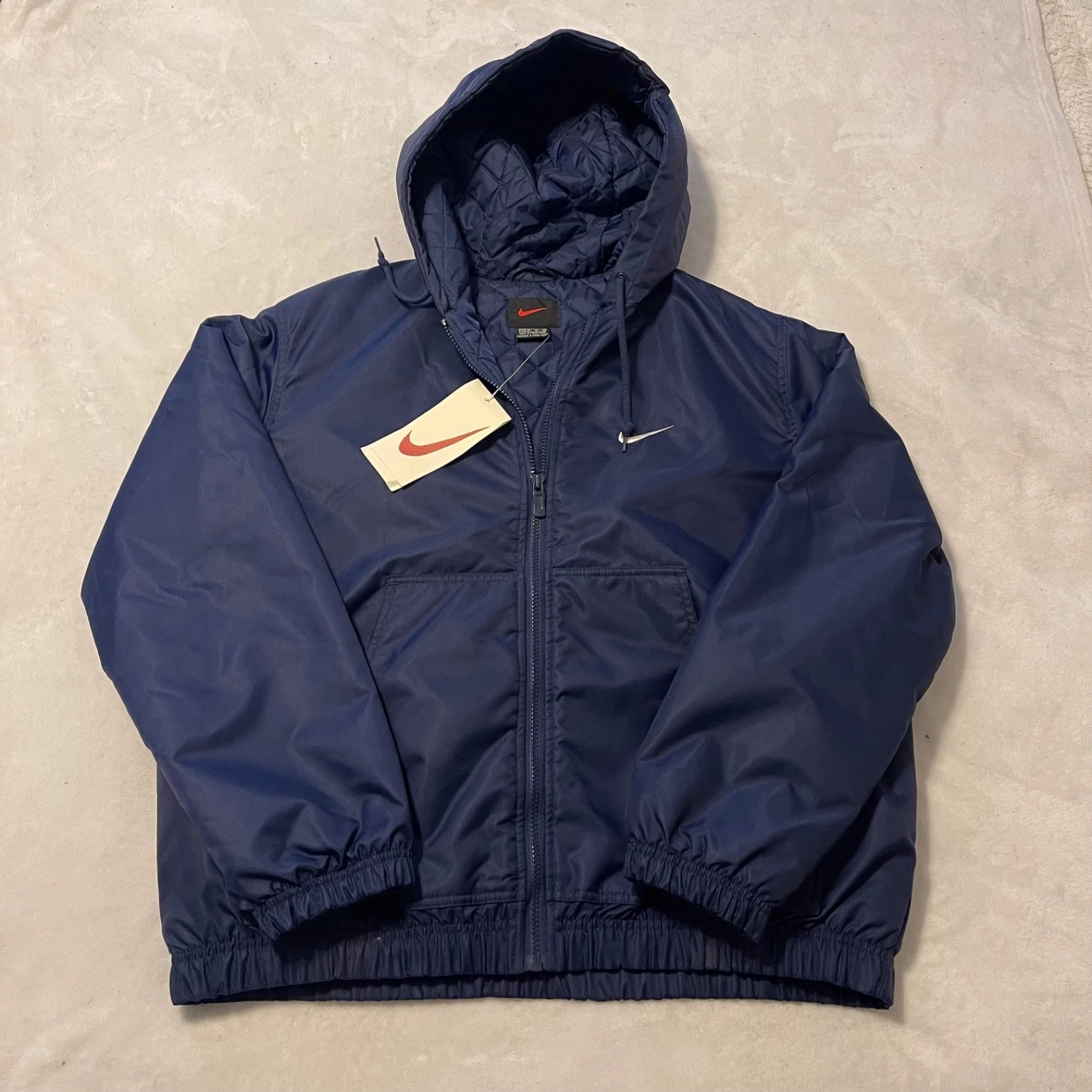 Vintage NIKE Boys Youth Navy Blue Hooded Winter Jacket Coat M 8-10 NWT RARE