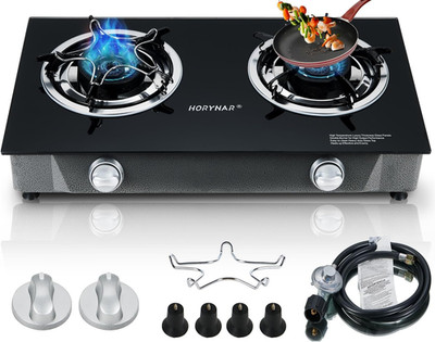 Propane Stove 2 Burner Gas Stove Auto Ignition 26000 BTU Tempered Glass Propane