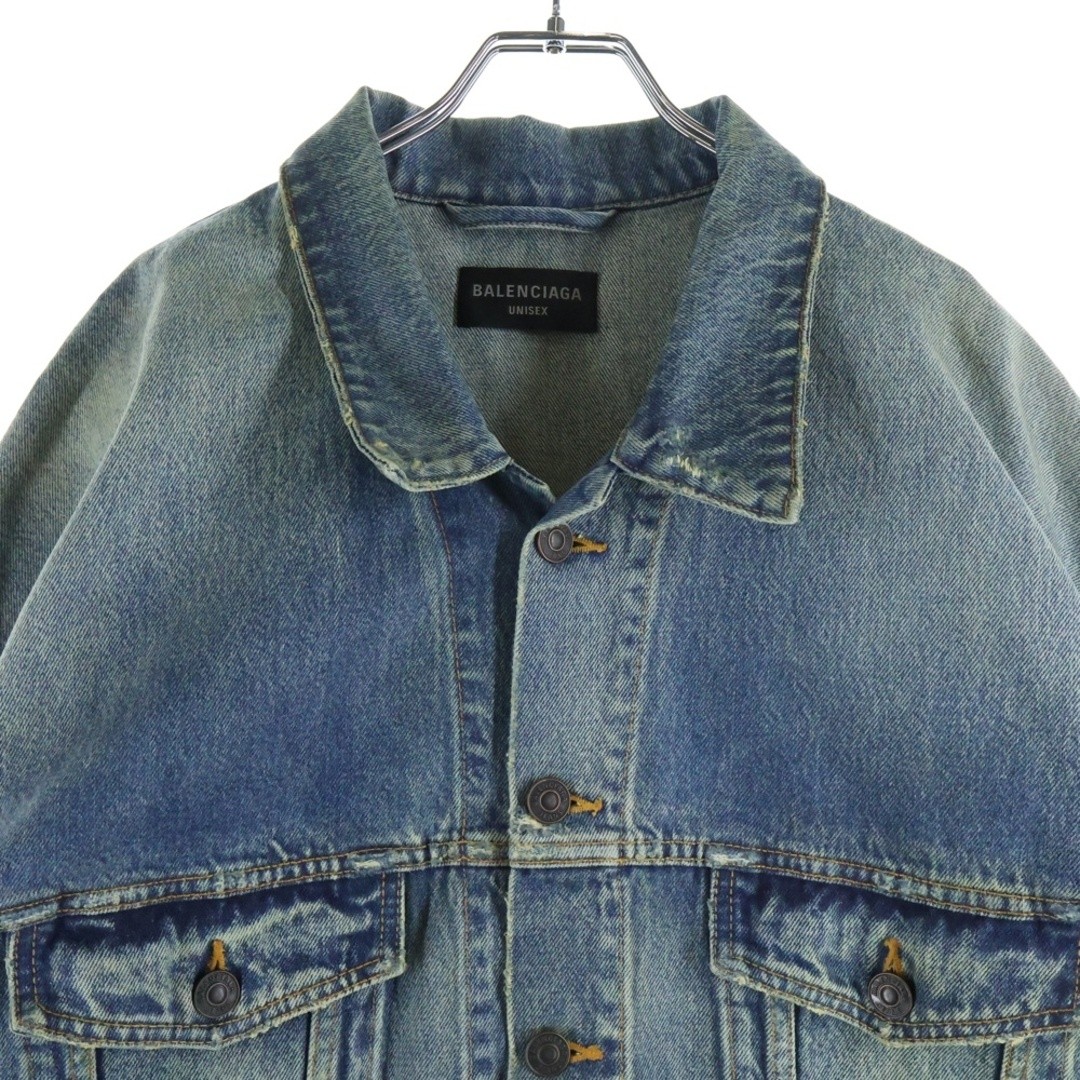 BALENCIAGA Coated Oversized Denim Jacket Indigo 721709 TNW62 Used b74bf679900a30 thumbnail 3