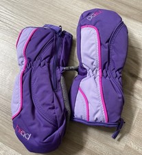 HEAD Girls Jr. Ski Mittens Insulated Purple/Pink - Size XS Side Zip Easy On