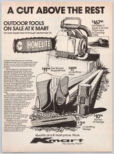 Homelite Chain Saw Kmart Outdoor Tools Fuel Bills Axe 1981 Vintage Print Ad