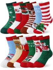 12 Pairs Christmas Kids Fuzzy Socks Bulk Warm Winter Slipper Boys Girls
