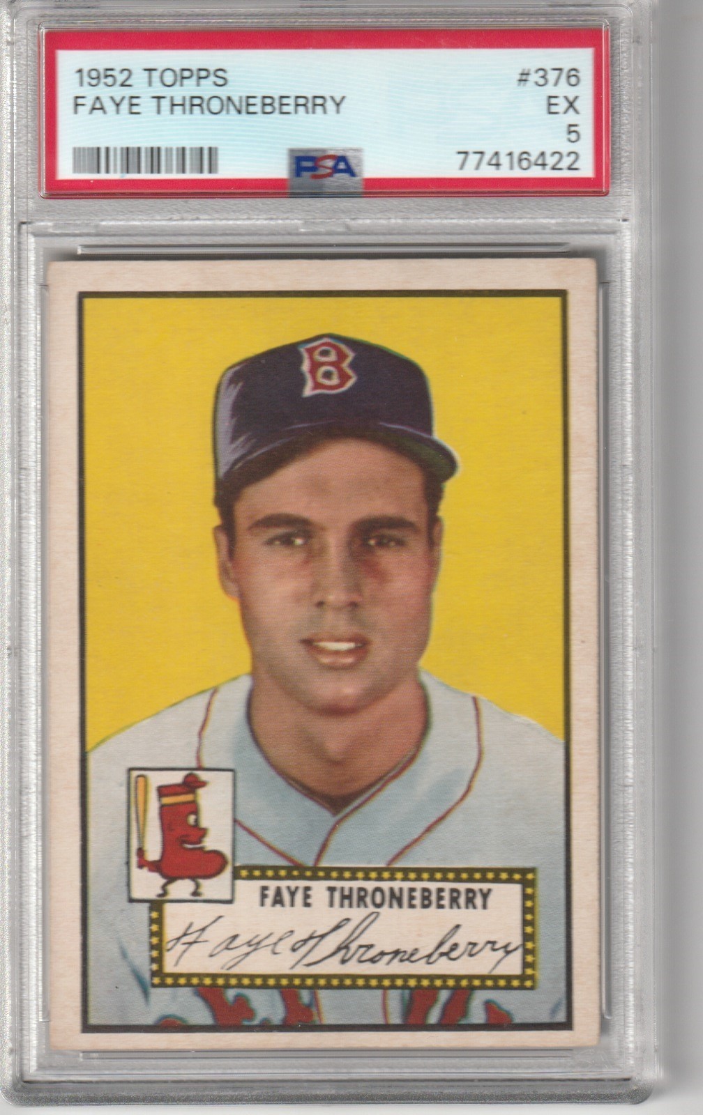 1952 Topps Faye Throneberry #376, PSA EX 5