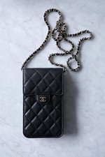 Chanel O-Phone Holder with Chain, Black Caviar Leather, AP3880