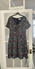 Pretty Louche Tea Dress with All Over Cat Print. Size 14. Worn Once