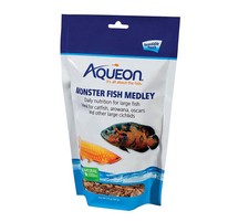 Aqueon Monster Fish Medley Dehydrated River Shrimp Mealworms 7oz Protein Food