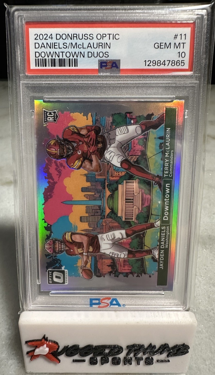 2024 PANINI DONRUSS OPTIC DOWNTOWN DUOS TERRY MCLAURIN JAYDEN DANIELS RC PSA 10