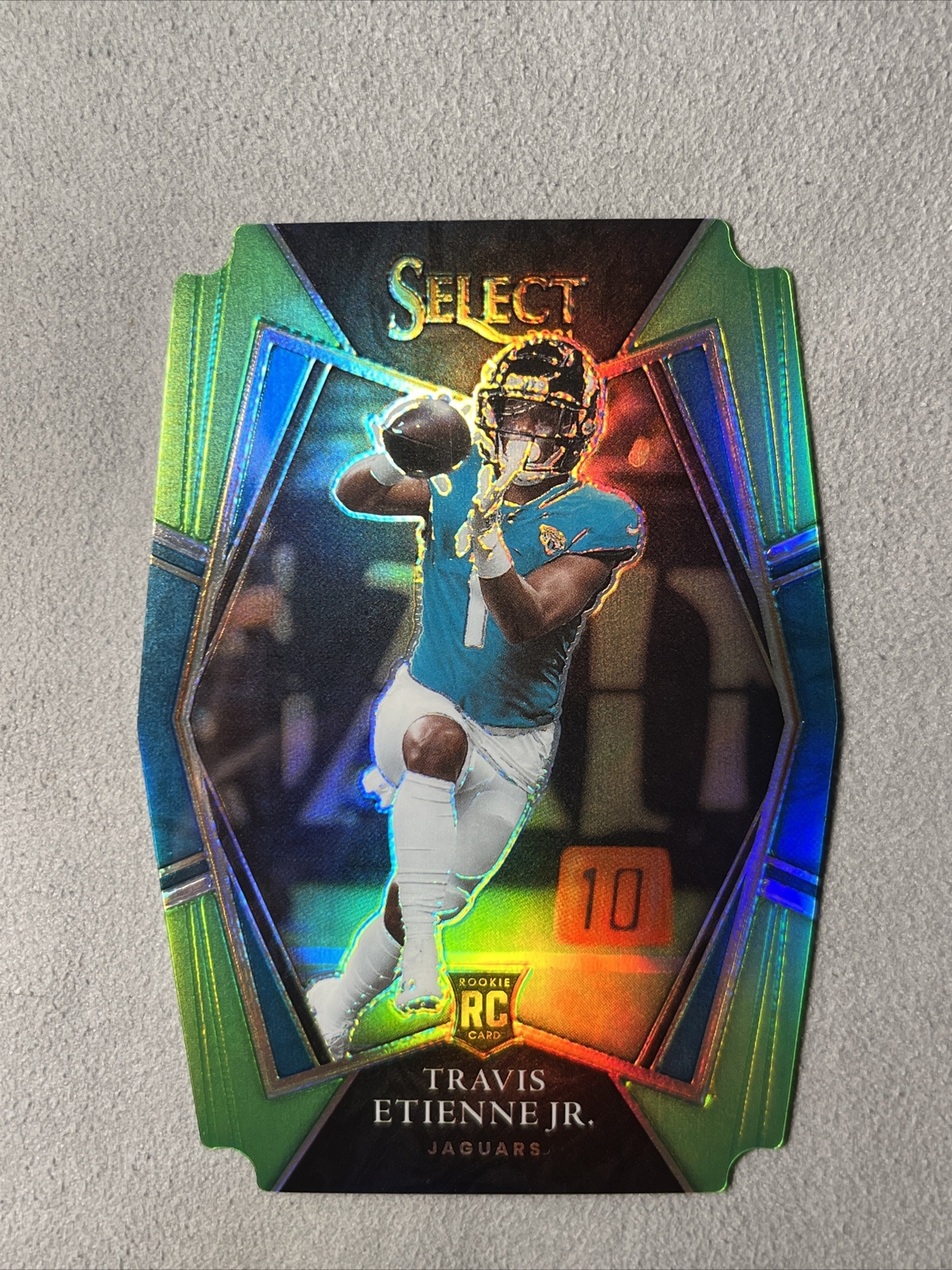 2021 Select Travis Etienne Jr Lime Green Die Cut Premier Level Prizm RC 40/349