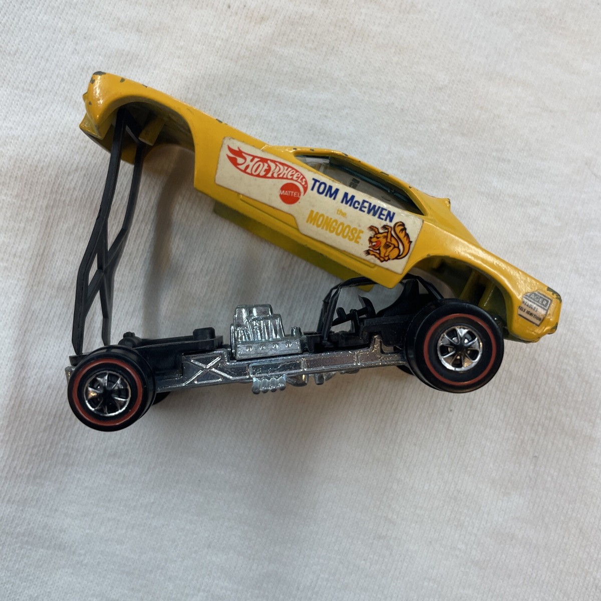 RARE 1969 Mongoose Yellow Enamel Tom McEwen Funny Car Hot
