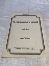 Rare  Vintage 1956 Artist Copy The Star You Wished Upon Last Night Sheet Music