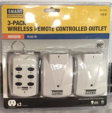 Smart Electrician 3 Pack Wireless Remote Controlled Outlet