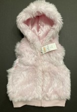 NWT Gymboree Sweeter Than Chocolate XS 3-4 Pink Faux Fur Hooded Vest 3T-4T