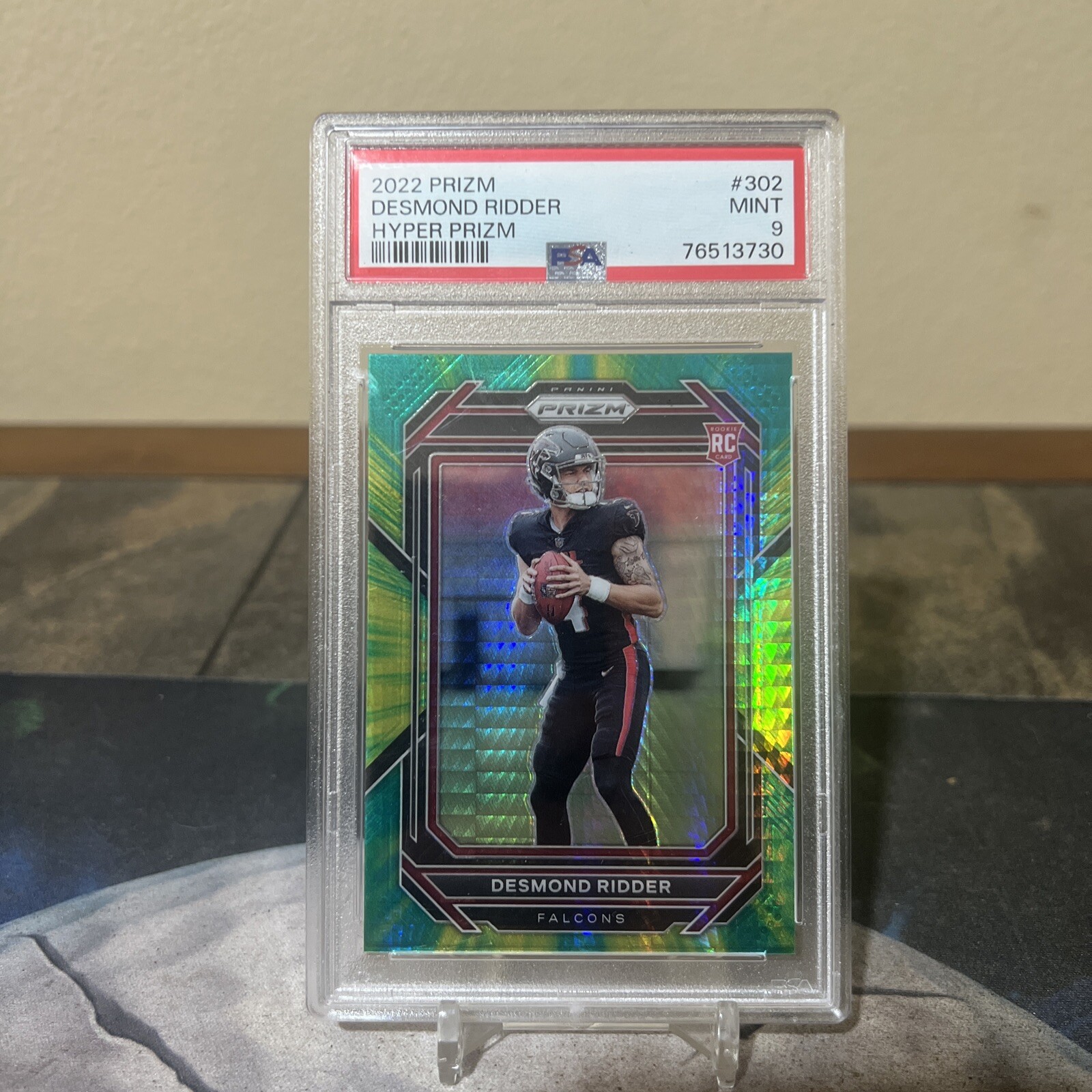 2022 Panini Prizm Rookies Hyper Prizm /175 Desmond Ridder #302 Rookie RC PSA 9