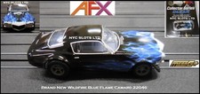 AFX Wildfire Camaro Blue White Flame Mega G Also Fits Auto World 22046