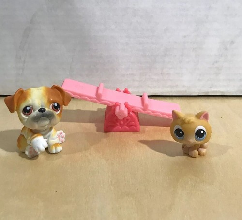 LPS Littlest Pet Shop 2004 BULLDOG #46 GATTINO #47 coppie di animali rari ritirati USATI - Foto 2 di 4