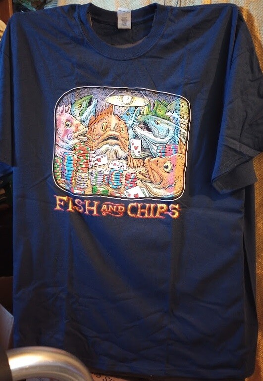 Ray Troll Fish and Chips Poker players Gambling NEW XL, S