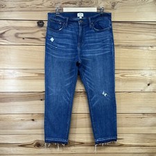 J Crew Jeans Womens 31 Vintage Crop Raw Hem Distressed F8024 Stretch Denim B184